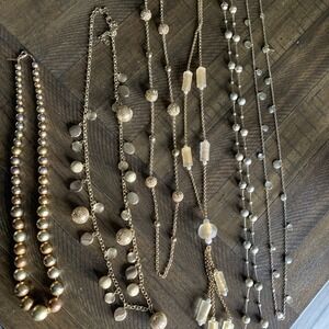 Lot Of 6 Designer Necklaces, Gold Tone Metal Acrylic VTG CW Creek Casual Corners